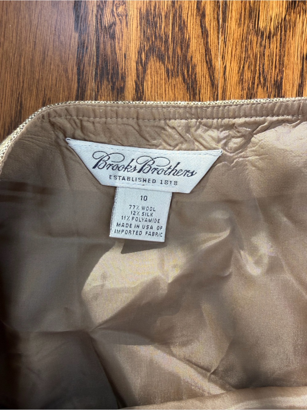 Brooks Brothers Women's Pebble Brown Wool Quiet Luxury Autumn Midi Skirt - Picture 3 of 6